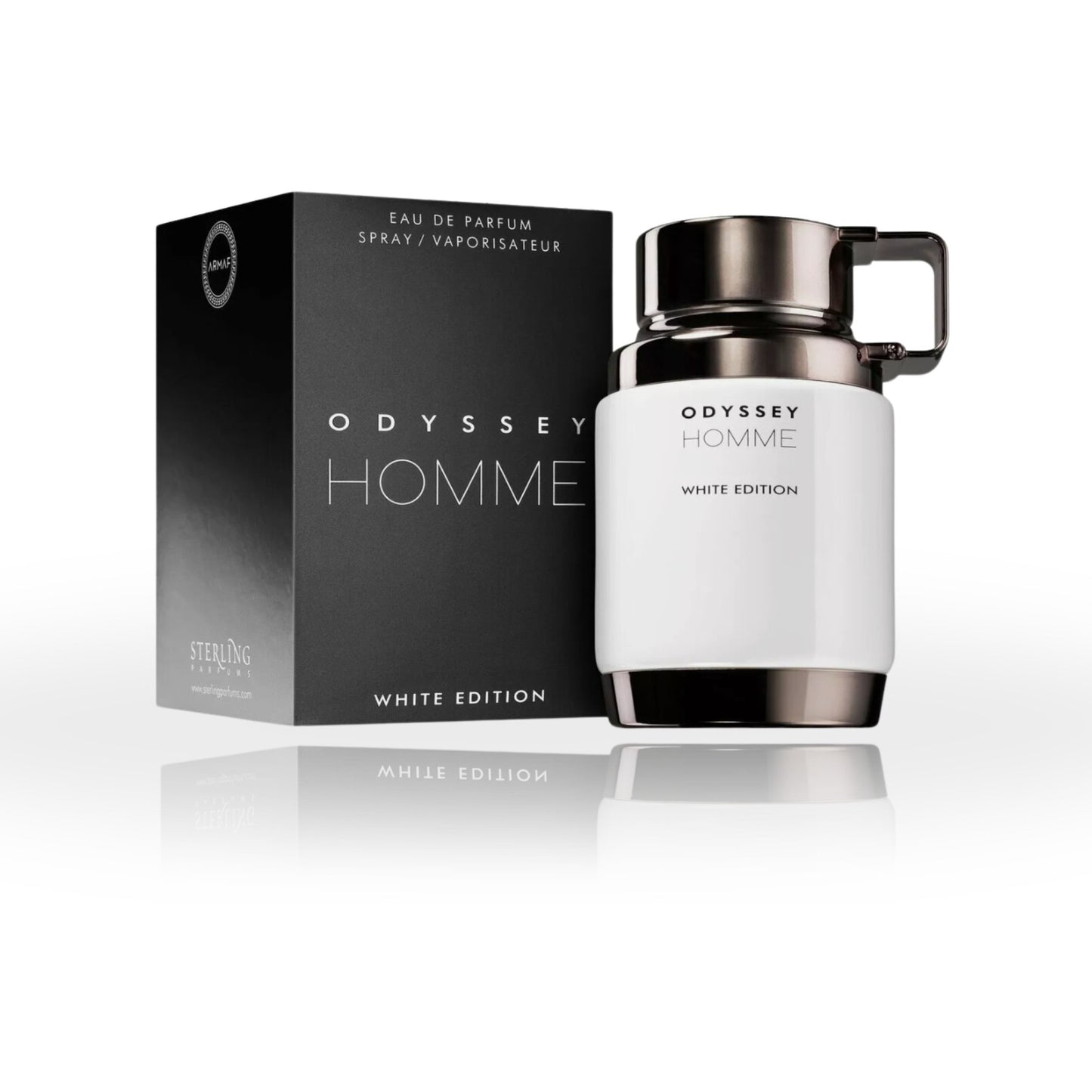 Notes of bergamot, pink pepper, lavender, and vetiver in Odyssey Homme White Edition