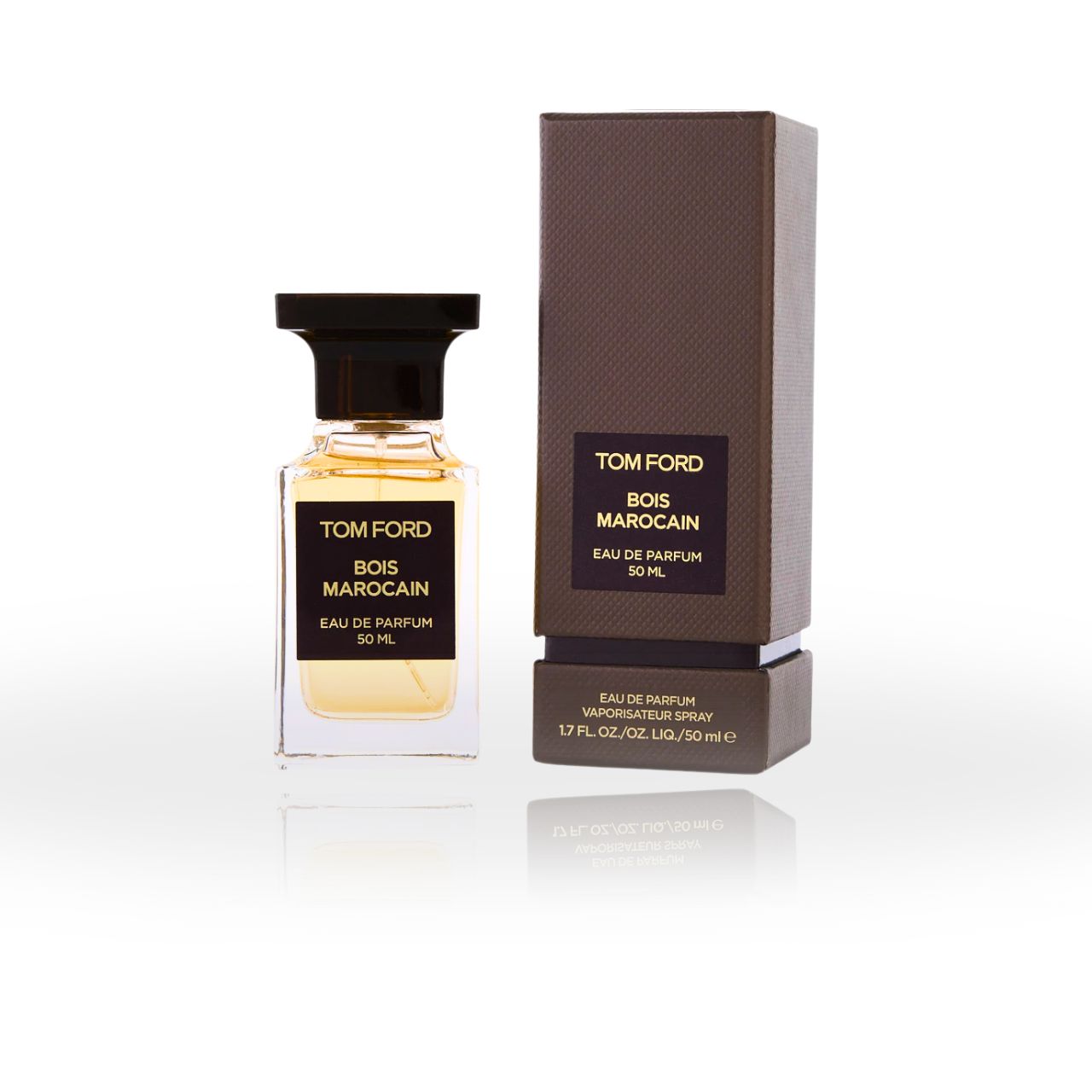 Tom Ford Bois Marocain Eau de Parfum bottle – sleek and luxurious dark-toned packaging.