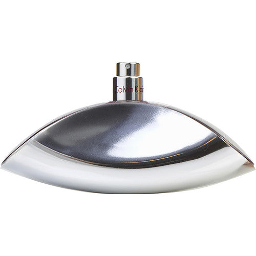 Calvin Klein Euphoria Eau de Parfum front view featuring sleek orchid-shaped bottle with silver cap and deep purple hue