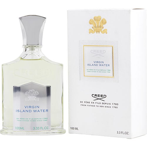 Creed Virgin Island Water Eau de Parfum bottle – elegant clear glass design with a silver cap, reflecting the luxury of the Creed brand.