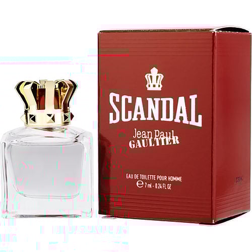 Jean Paul Gaultier Scandal Pour Homme Eau de Toilette bold glass bottle with crown-shaped cap and amber juice