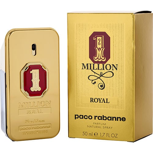 Paco Rabanne 1 Million Royal Parfum packaging featuring bold red and gold design with regal branding