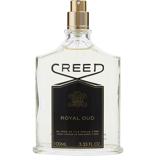 Creed Royal Oud Eau de Parfum bottle – an elegant clear glass design with a gold-accented cap, reflecting the luxury of the Creed brand.