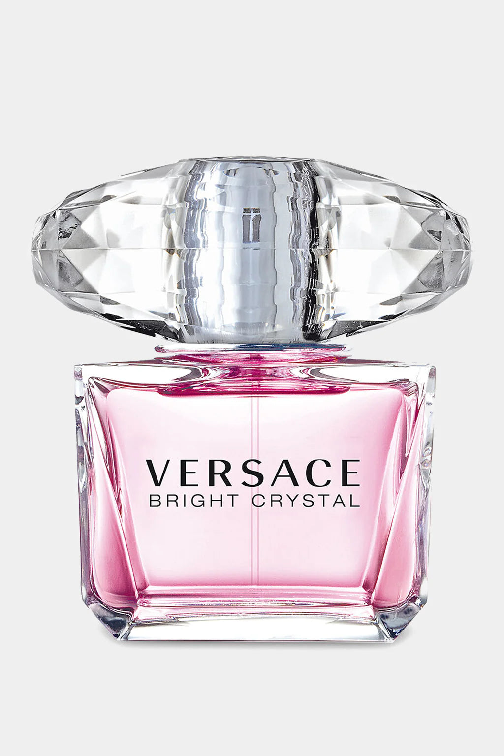 Versace Bright Crystal Eau de Toilette packaging in light pink with silver accents reflecting freshness and femininity