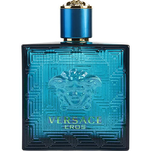 Lifestyle image of Versace Eros Eau de Toilette placed on marble surface with bold lighting, reflecting strength and sensuality