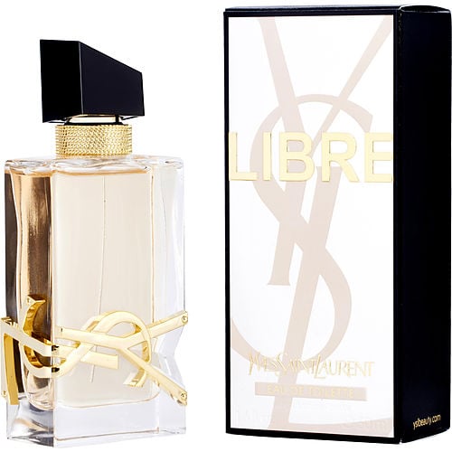 Close-up of YSL Libre Eau de Toilette bottle showcasing minimalist design and soft, airy fragrance character