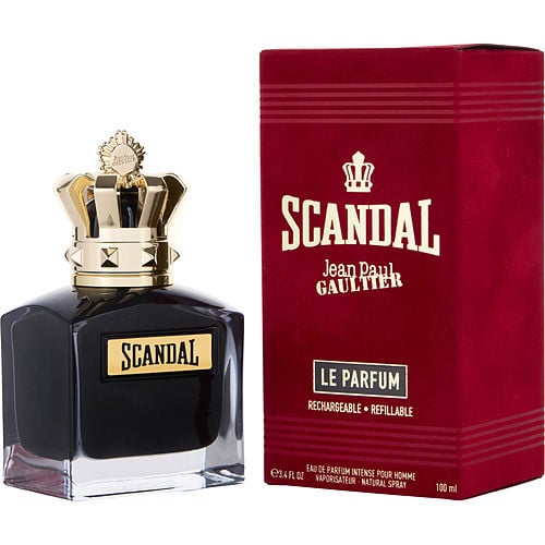 Jean Paul Gaultier Scandal Pour Homme Le Parfum Eau de Parfum Intense bottle – a robust glass bottle crowned with a golden cap resembling a regal crown, exuding strength and elegance.
