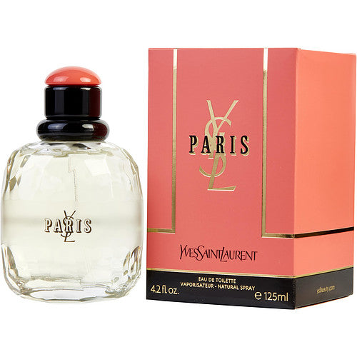 Yves Saint Laurent Paris Eau de Toilette bottle – a diamond-dusted design topped with a coral-pink cap.