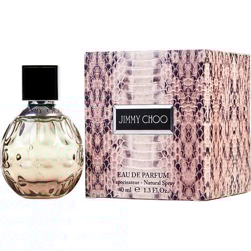 Jimmy Choo Eau de Parfum packaging featuring blush pink box with textured pattern and silver logo